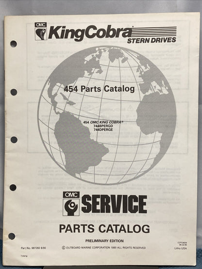 OMC 987077, 987083, 987282 KING COBRA STERN DRIVES PARTS CATALOGS