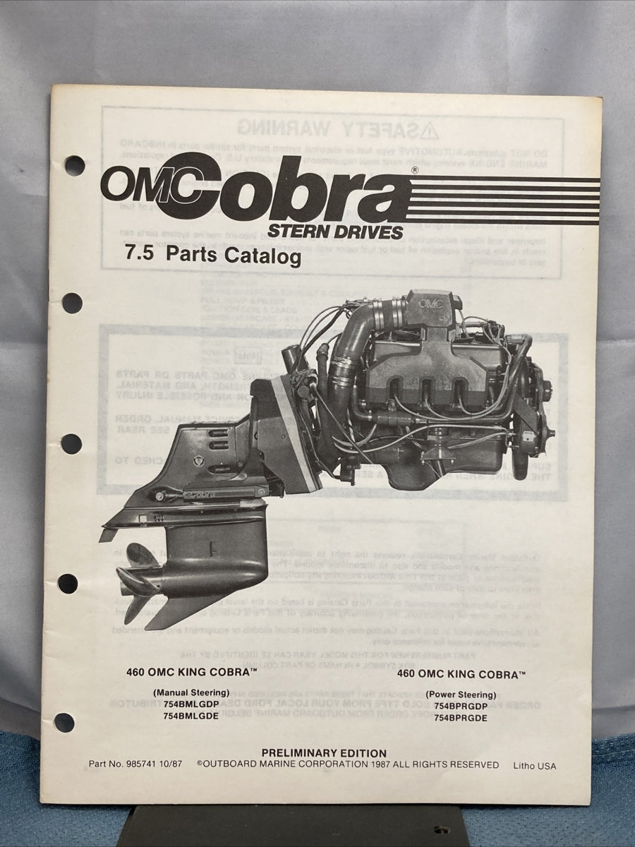 OMC 985741, 985742 COBRA STERN DRIVES PARTS CATALOGS