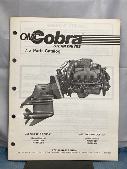 OMC 985741, 985742 COBRA STERN DRIVES PARTS CATALOGS