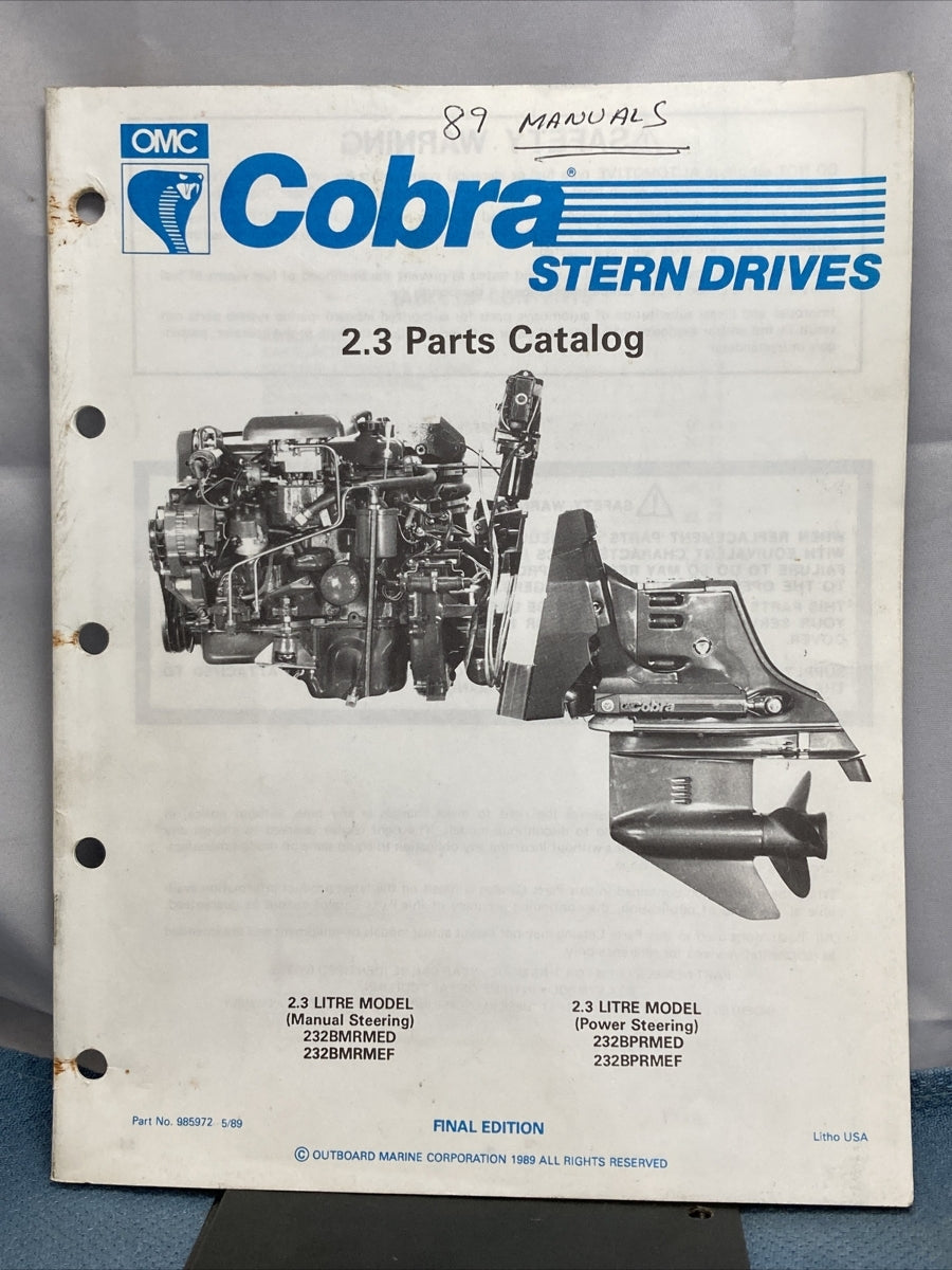 OMC 985972-985978 COBRA STERN DRIVES PARTS CATALOGS