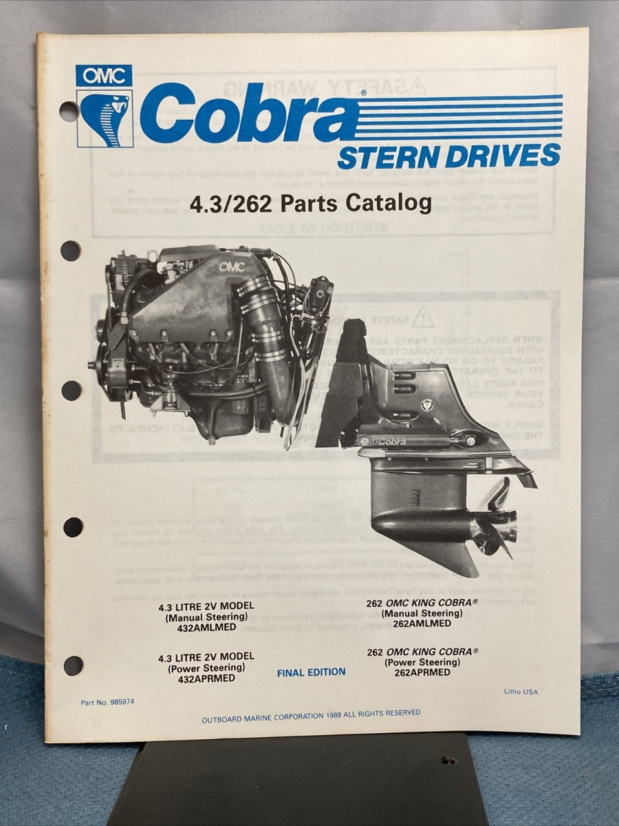 OMC 985972-985978 COBRA STERN DRIVES PARTS CATALOGS