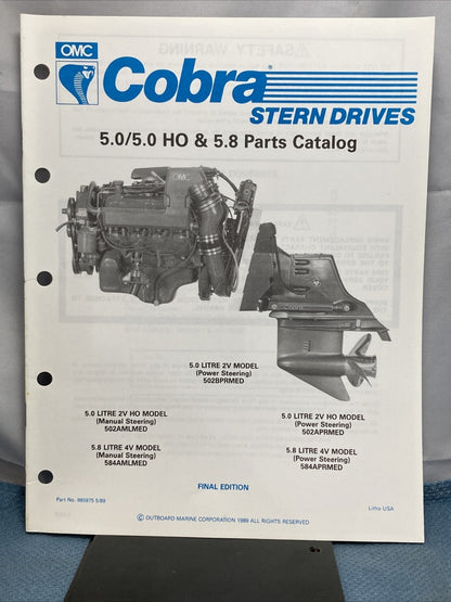 OMC 985972-985978 COBRA STERN DRIVES PARTS CATALOGS