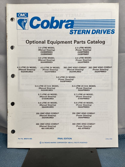 OMC 985972-985978 COBRA STERN DRIVES PARTS CATALOGS