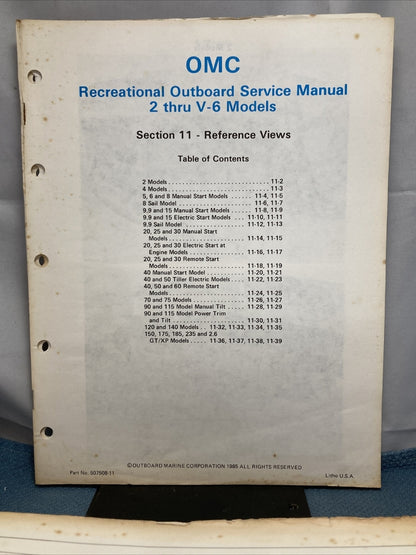 OMC 507508-S RECREATIONAL OUTBOARD SERVICE MANUAL INCOMPELTE MISSING SECTION 9