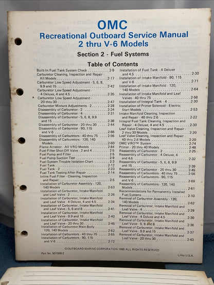 OMC 507508-S RECREATIONAL OUTBOARD SERVICE MANUAL INCOMPELTE MISSING SECTION 9