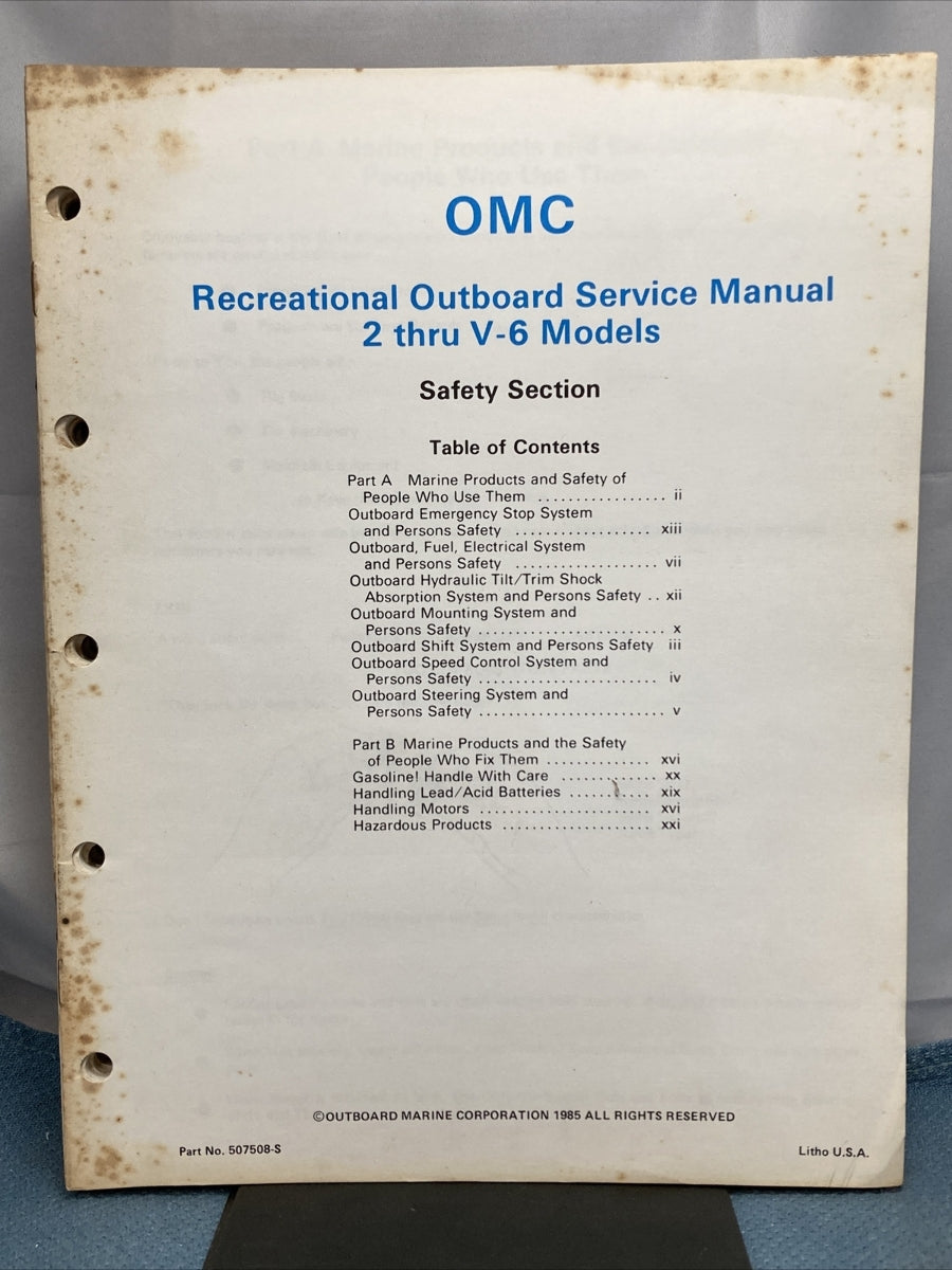 OMC 507508-S RECREATIONAL OUTBOARD SERVICE MANUAL INCOMPELTE MISSING SECTION 9