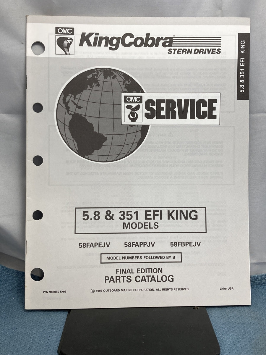 OMC 987854-987860, 988015, 988080 COBRA STERN DRIVES PARTS CATALOGS