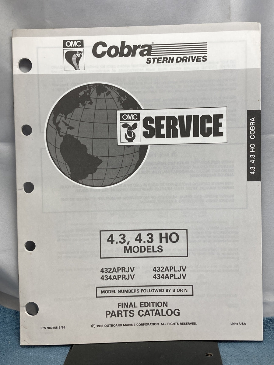 OMC 987854-987860, 988015, 988080 COBRA STERN DRIVES PARTS CATALOGS