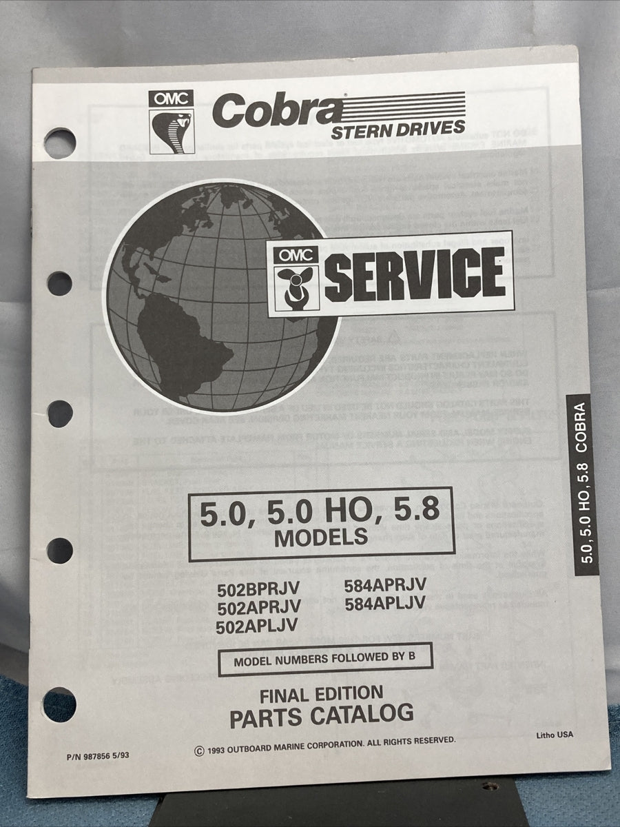 OMC 987854-987860, 988015, 988080 COBRA STERN DRIVES PARTS CATALOGS