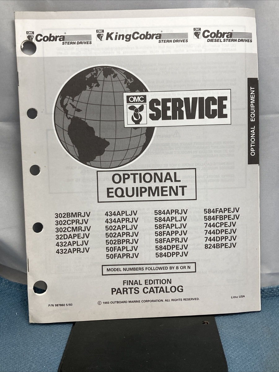 OMC 987854-987860, 988015, 988080 COBRA STERN DRIVES PARTS CATALOGS