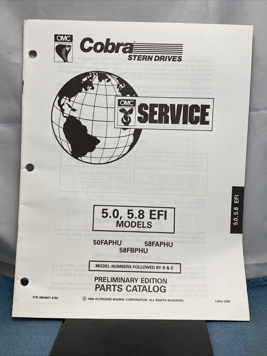 OMC 3854824-3854829 COBRA STERN DRIVES PARTS CATALOGS