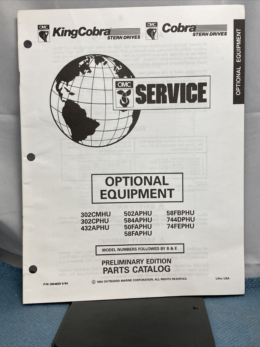 OMC 3854824-3854829 COBRA STERN DRIVES PARTS CATALOGS