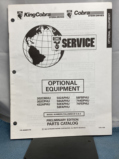 OMC 3854824-3854829 COBRA STERN DRIVES PARTS CATALOGS