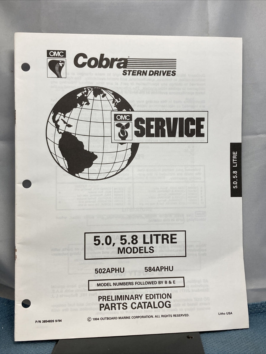 OMC 3854824-3854829 COBRA STERN DRIVES PARTS CATALOGS