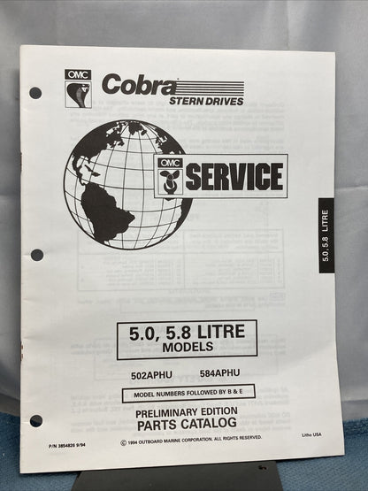 OMC 3854824-3854829 COBRA STERN DRIVES PARTS CATALOGS