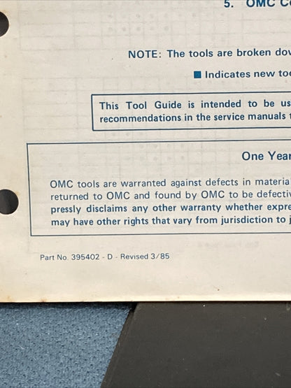 JOHNSON OMC EVINRUDE 395402 SPECIAL TOOL GUIDE 1985