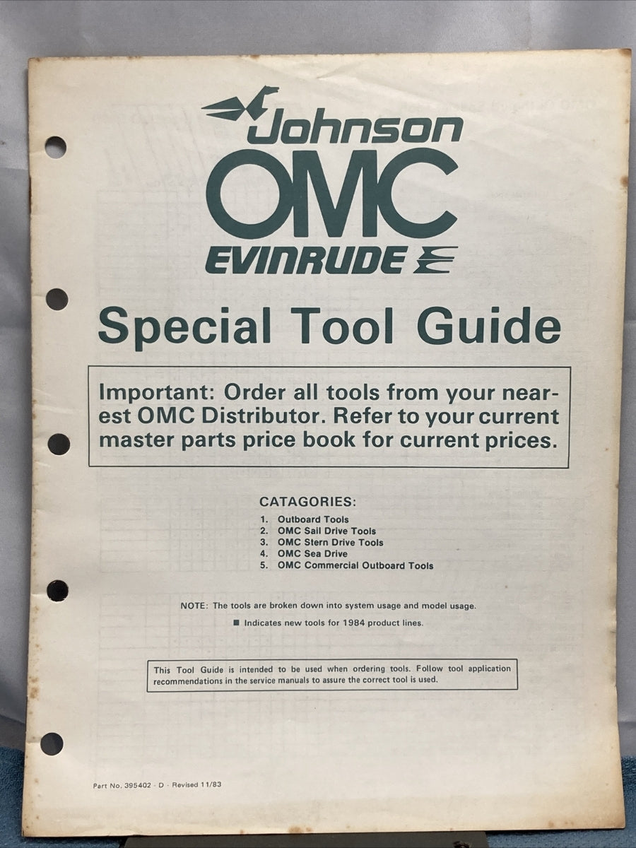JOHNSON OMC EVINRUDE 395402 SPECIAL TOOL GUIDE 1984