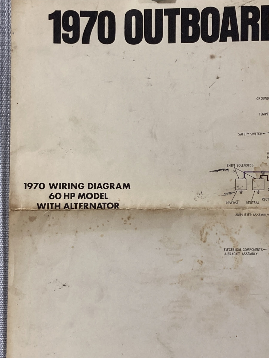 JOHNSON 1970 OUTBOARD WIRING DIAGRAM 60/85/115 HP ELECTRIC START MODELS WITH ALT