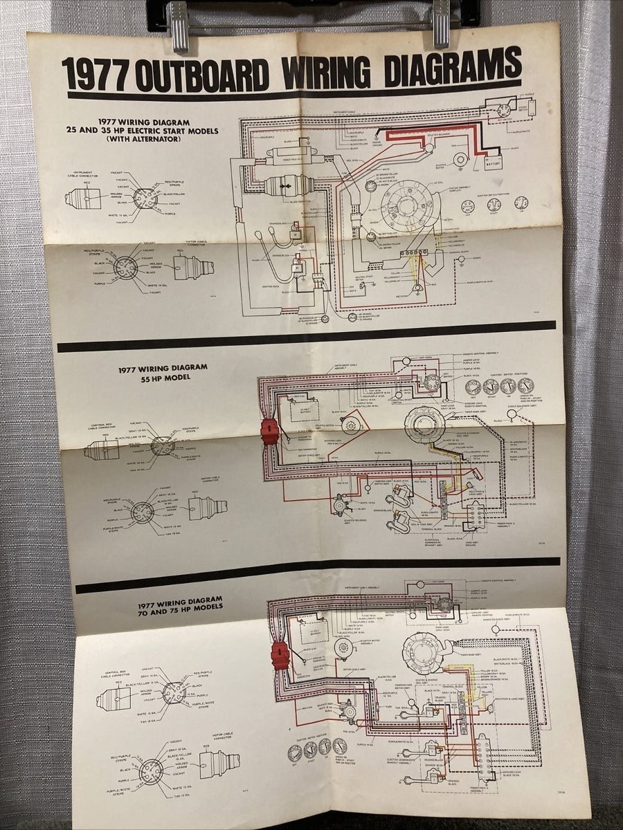 JOHNSON 1977 OUTBOARD WIRING DIAGRAM 25/35/55/70/75 HP MODELS WITH ALTERNATOR