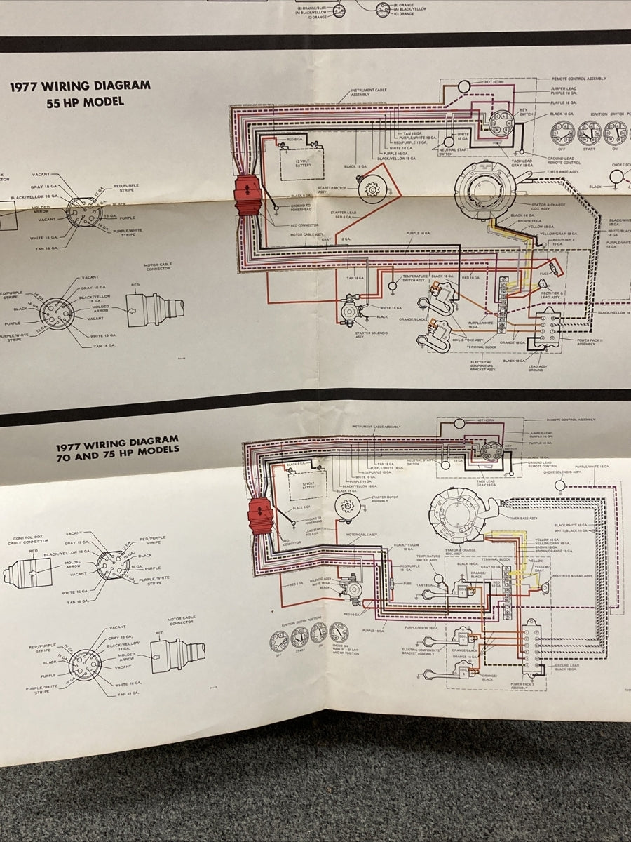 JOHNSON 1977 OUTBOARD WIRING DIAGRAM 25/35/55/70/75 HP MODELS WITH ALTERNATOR