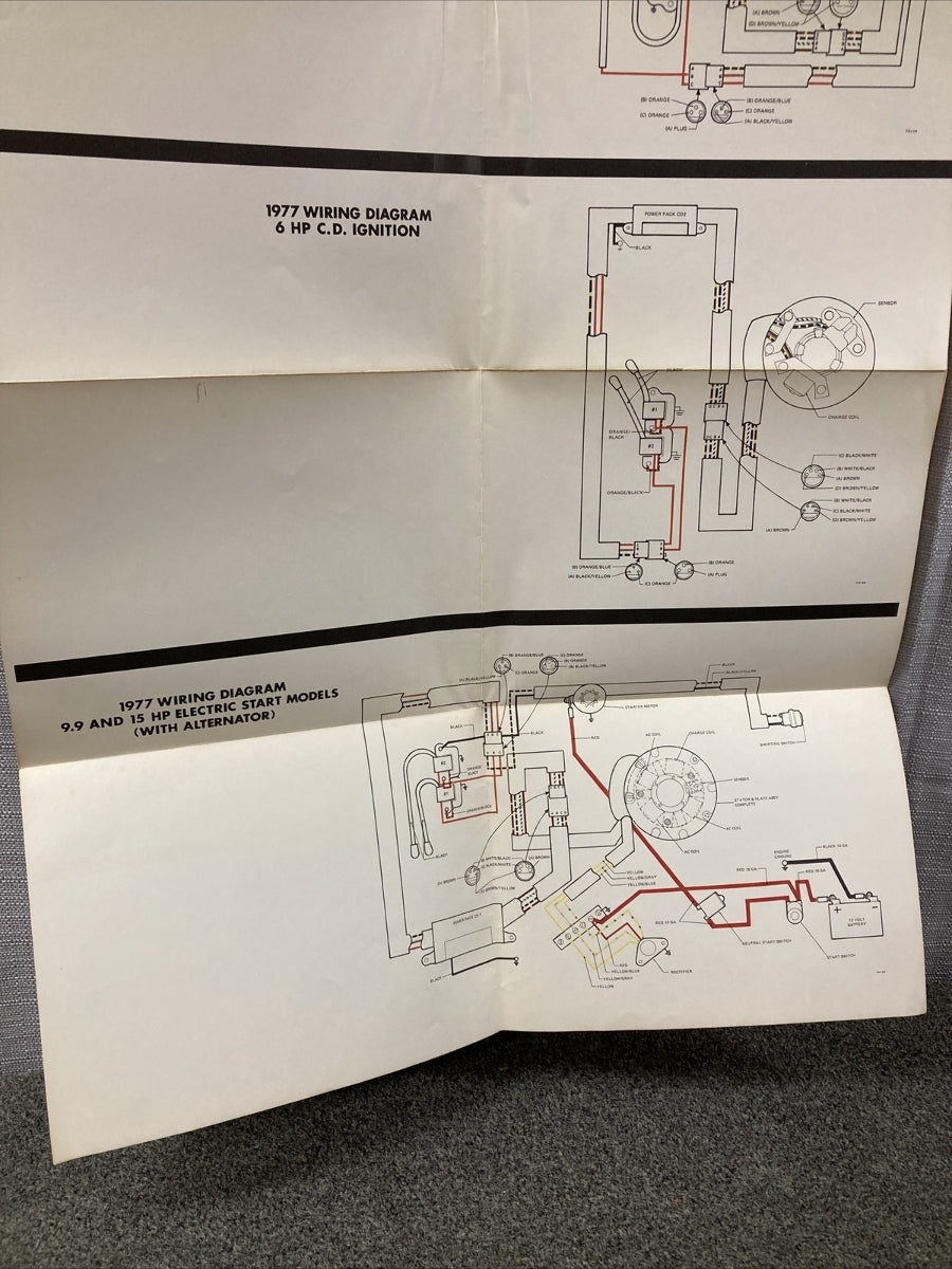 JOHNSON 1977 OUTBOARD WIRING DIAGRAM 4/6 HP C.D. 9.9/15 HP MODELS WITH ALT