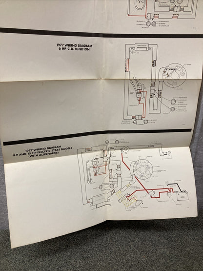 JOHNSON 1977 OUTBOARD WIRING DIAGRAM 4/6 HP C.D. 9.9/15 HP MODELS WITH ALT