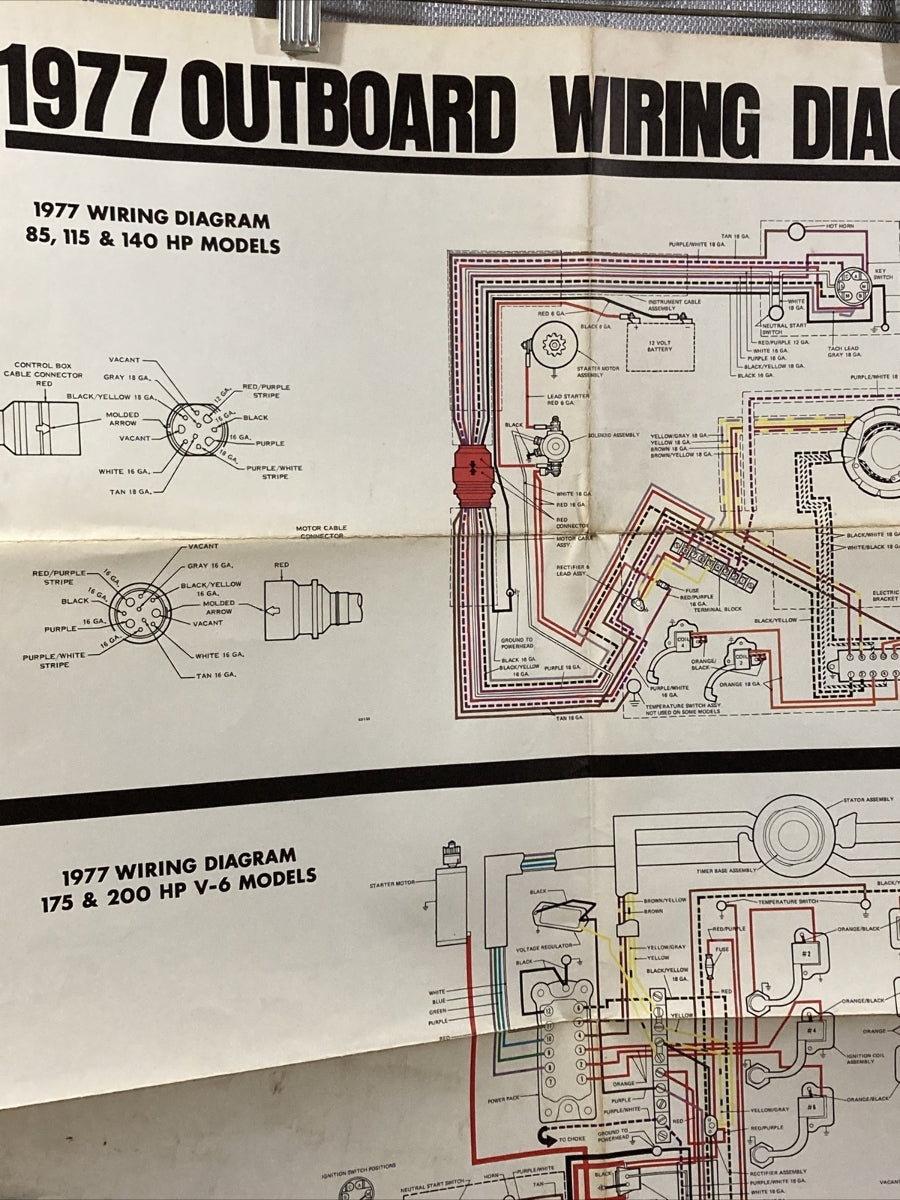 JOHNSON 1977 OUTBOARD WIRING DIAGRAM 85/115/140/175/200 HP/HP V-6 MODELS