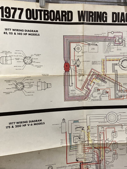 JOHNSON 1977 OUTBOARD WIRING DIAGRAM 85/115/140/175/200 HP/HP V-6 MODELS