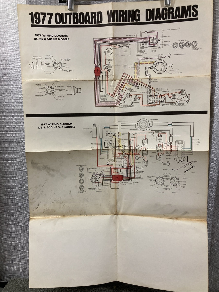 JOHNSON 1977 OUTBOARD WIRING DIAGRAM 85/115/140/175/200 HP/HP V-6 MODELS