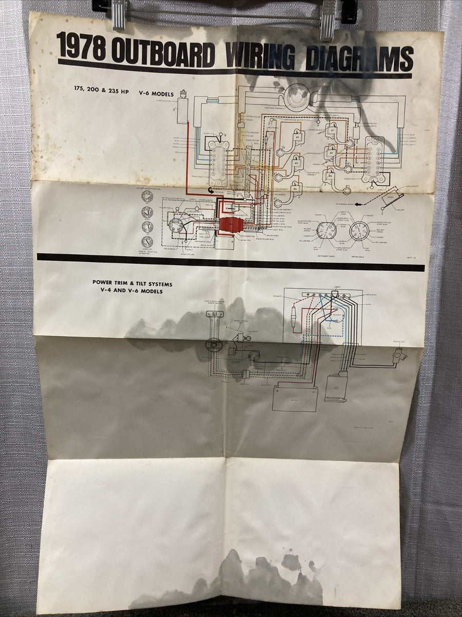 JOHNSON 1978 OUTBOARD WIRING DIAGRAM 175/200/235/V-4/V-6 HP MODELS