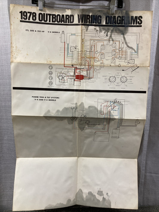 JOHNSON 1978 OUTBOARD WIRING DIAGRAM 175/200/235/V-4/V-6 HP MODELS