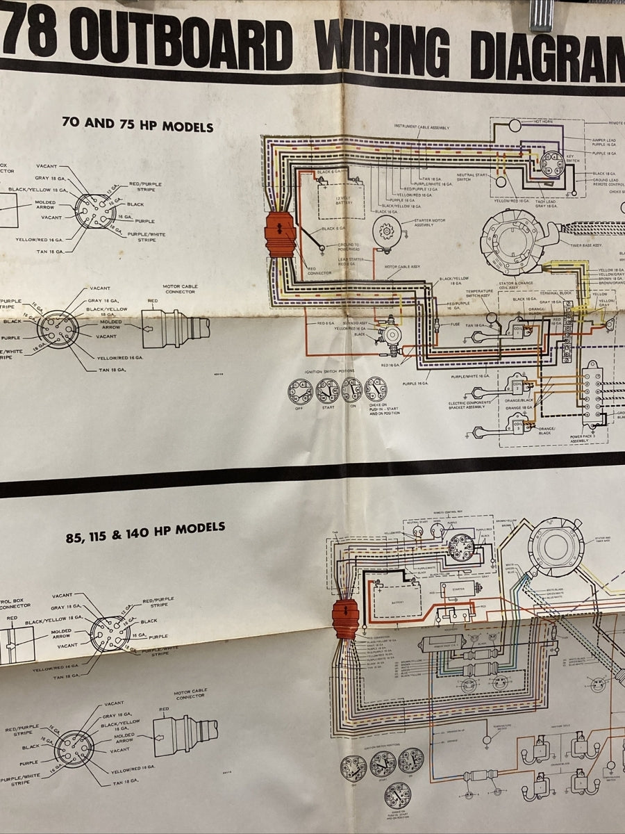 JOHNSON 1978 OUTBOARD WIRING DIAGRAM 70/75/85/115/140 HP MODELS