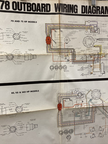 JOHNSON 1978 OUTBOARD WIRING DIAGRAM 70/75/85/115/140 HP MODELS