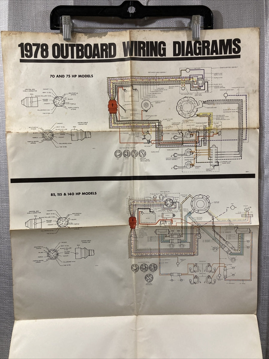 JOHNSON 1978 OUTBOARD WIRING DIAGRAM 70/75/85/115/140 HP MODELS