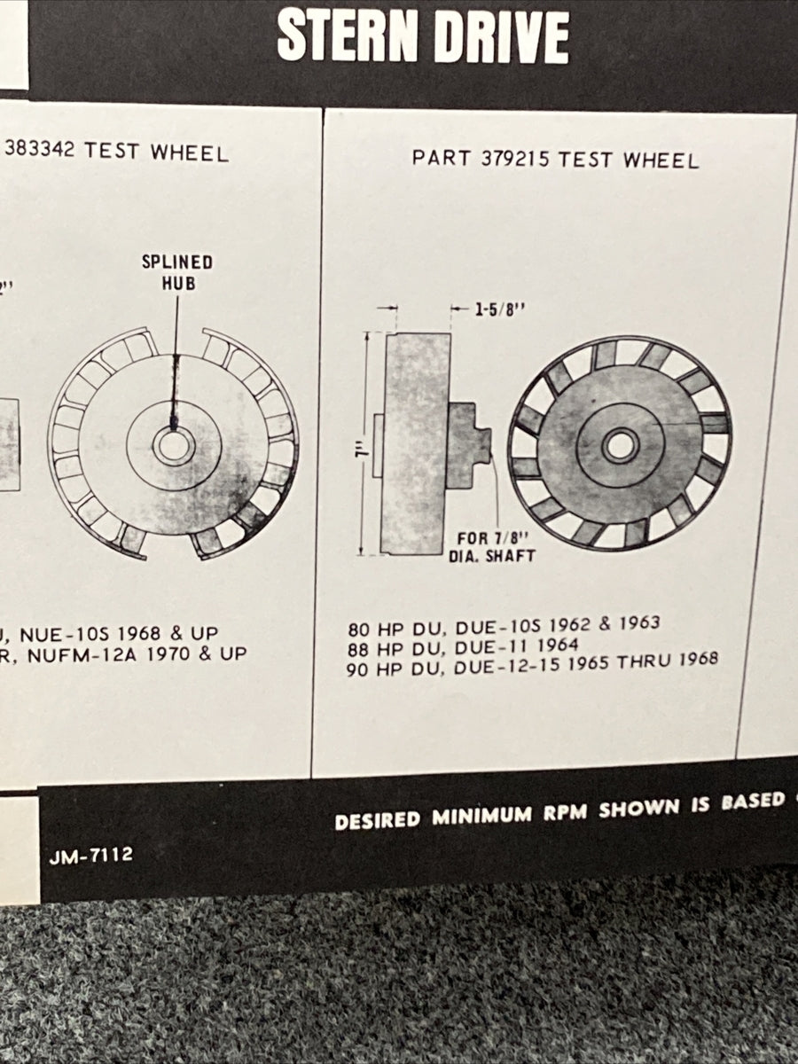 JOHNSON JM-7112 OUTBOARD TEST WHEEL IDENTIFICATION CHART