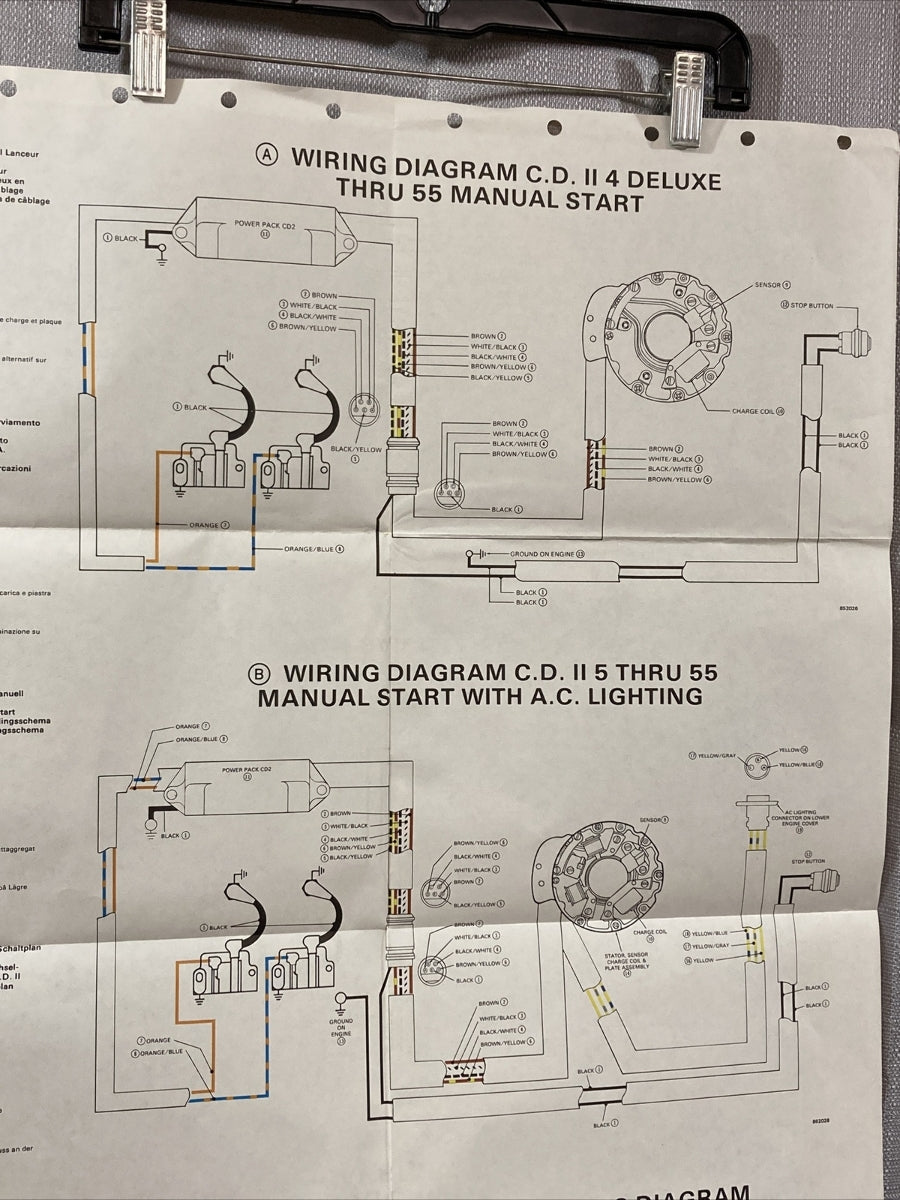 OMC OUTBOARD MARINE CORP BOAT WIRING DIAGRAM C.D. II 4 THRU 55, 6, 8 SAIL/MANUAL