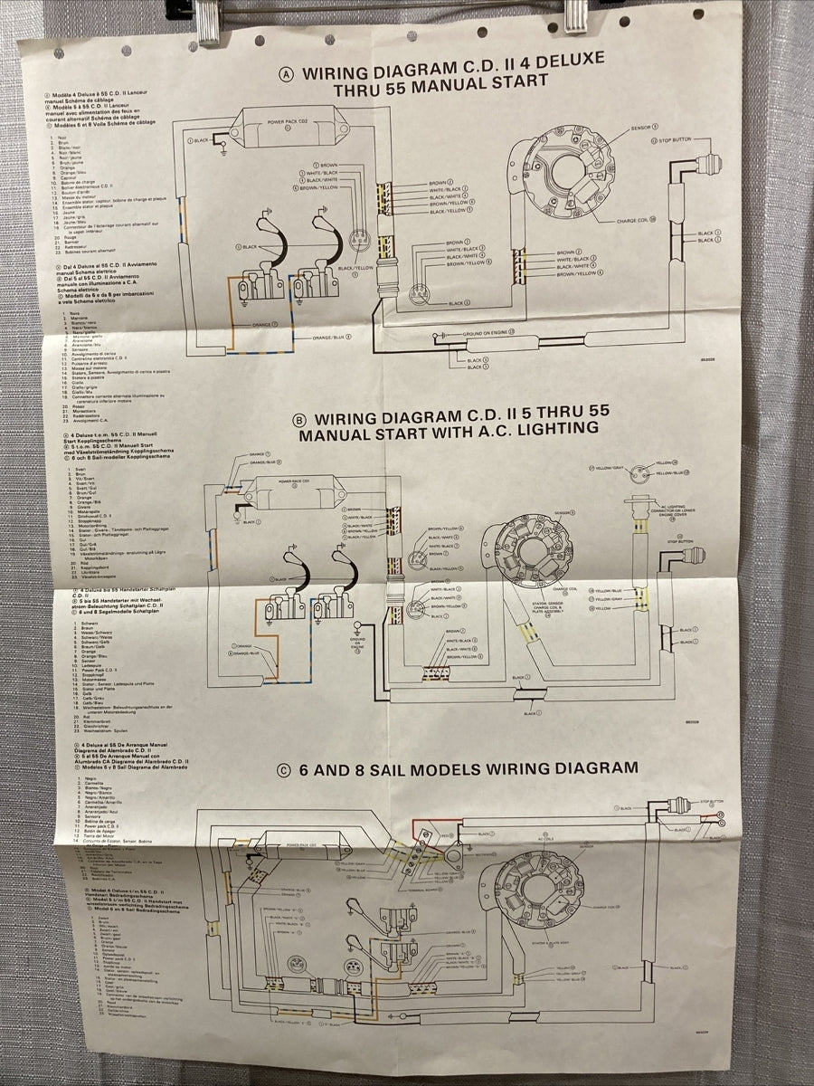 OMC OUTBOARD MARINE CORP BOAT WIRING DIAGRAM C.D. II 4 THRU 55, 6, 8 SAIL/MANUAL