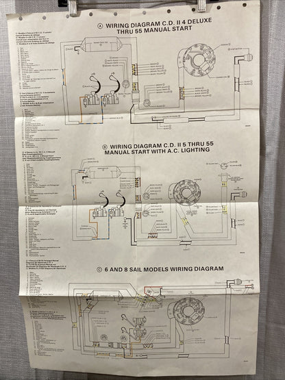 OMC OUTBOARD MARINE CORP BOAT WIRING DIAGRAM C.D. II 4 THRU 55, 6, 8 SAIL/MANUAL