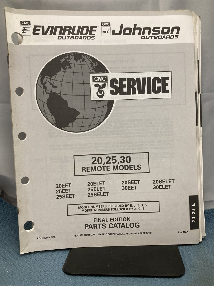 OMC JOHNSON EVINRUDE 115393, 116014, 175681, 435859-435892 PARTS CATALOGS