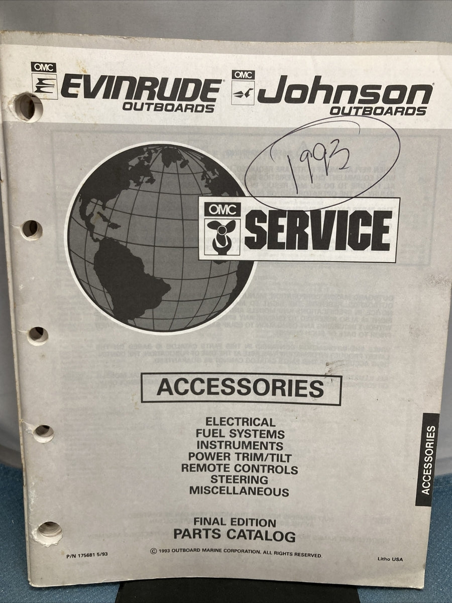 OMC JOHNSON EVINRUDE 115393, 116014, 175681, 435859-435892 PARTS CATALOGS