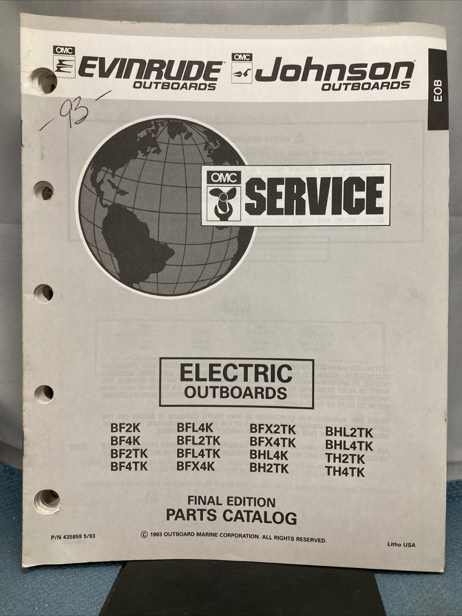 OMC JOHNSON EVINRUDE 115393, 116014, 175681, 435859-435892 PARTS CATALOGS