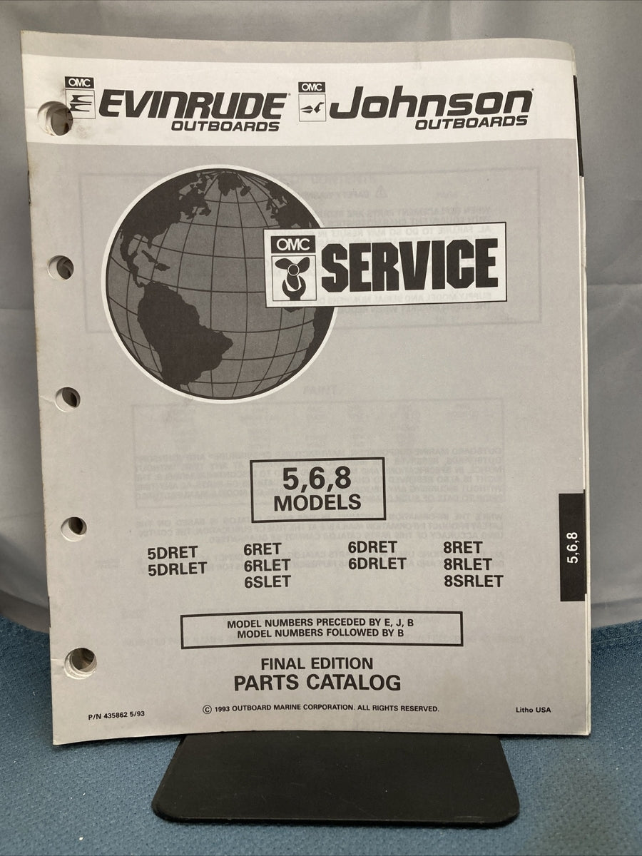 OMC JOHNSON EVINRUDE 115393, 116014, 175681, 435859-435892 PARTS CATALOGS