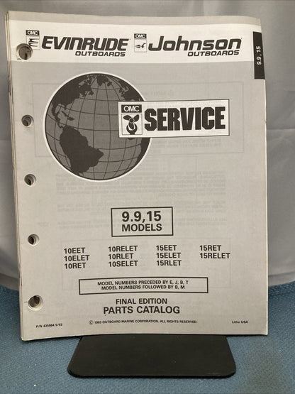 OMC JOHNSON EVINRUDE 115393, 116014, 175681, 435859-435892 PARTS CATALOGS