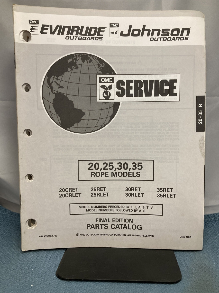OMC JOHNSON EVINRUDE 115393, 116014, 175681, 435859-435892 PARTS CATALOGS