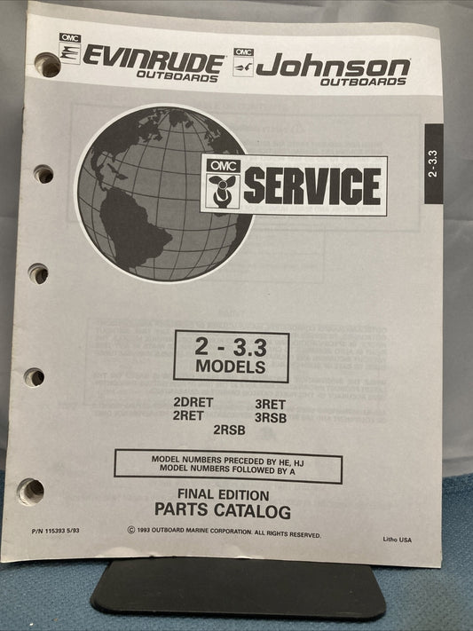 OMC JOHNSON EVINRUDE 115393, 116014, 175681, 435859-435892 PARTS CATALOGS
