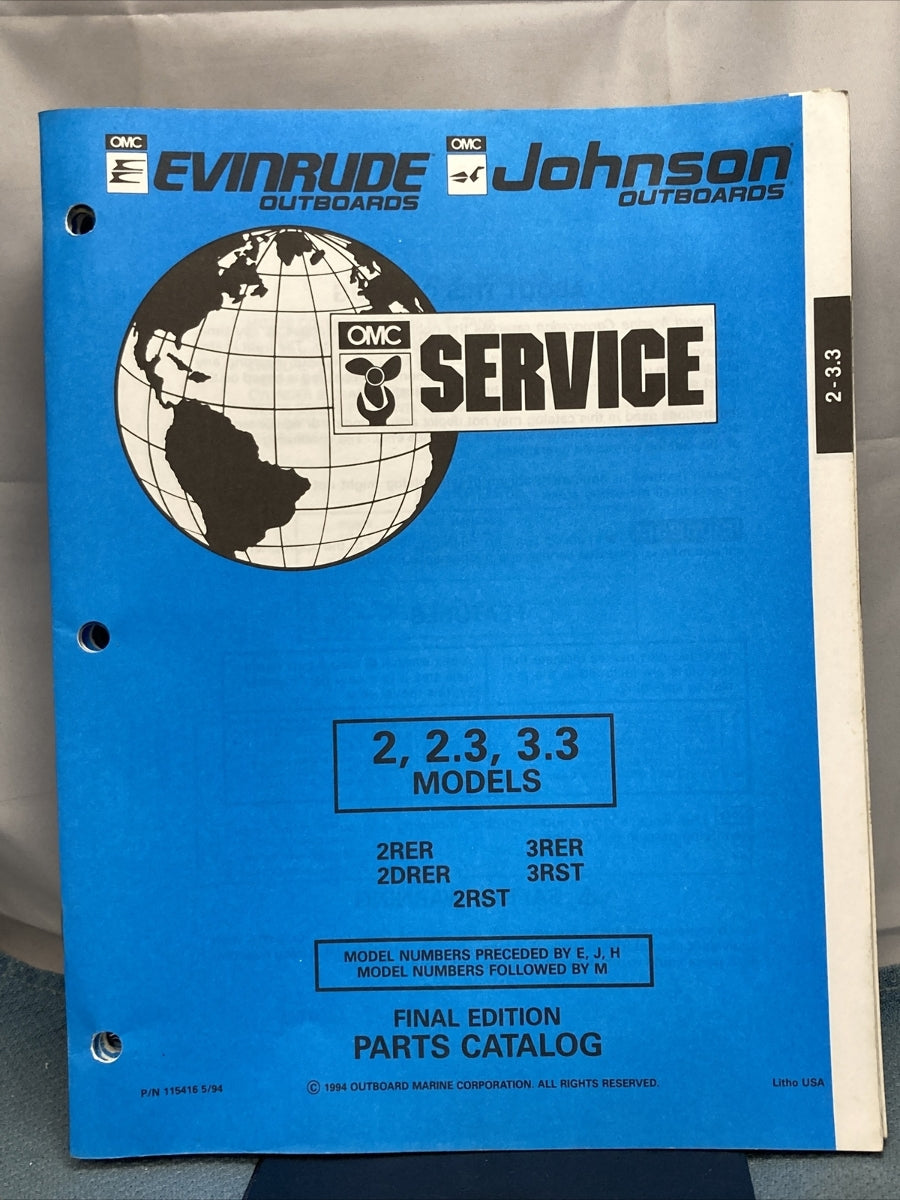 OMC JOHNSON EVINRUDE 175940, 115416, 116052, 436429-437030 PARTS CATALOGS