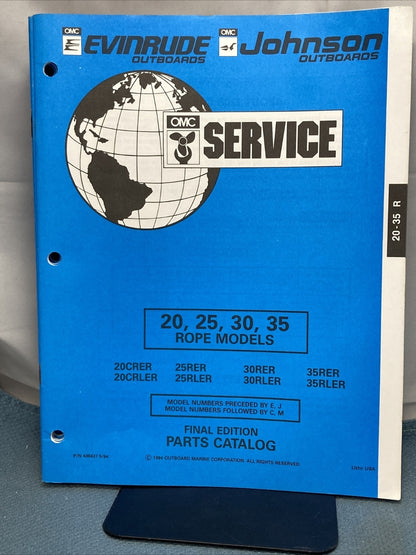 OMC JOHNSON EVINRUDE 175940, 115416, 116052, 436429-437030 PARTS CATALOGS