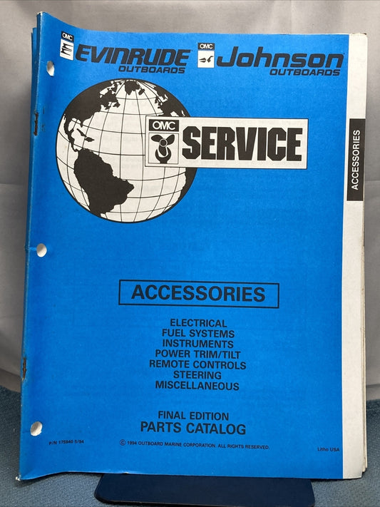 OMC JOHNSON EVINRUDE 175940, 115416, 116052, 436429-437030 PARTS CATALOGS