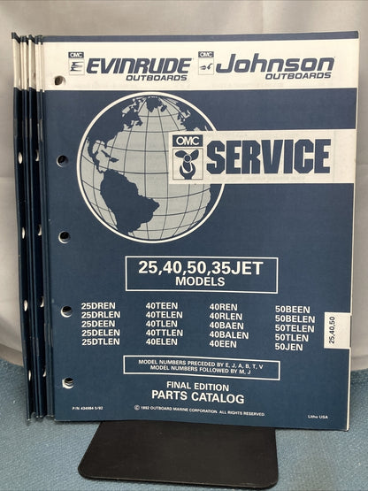 OMC JOHNSON EVINRUDE 115371, 175355, 434970-435000, 435002-435012 PARTS CATALOGS