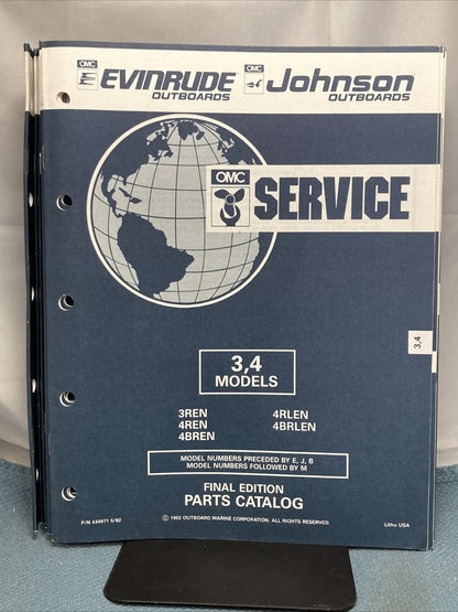 OMC JOHNSON EVINRUDE 115371, 175355, 434970-435000, 435002-435012 PARTS CATALOGS